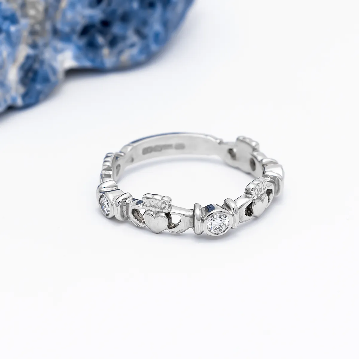 IJCR0043 White Gold Diamond Claddagh Ring 5