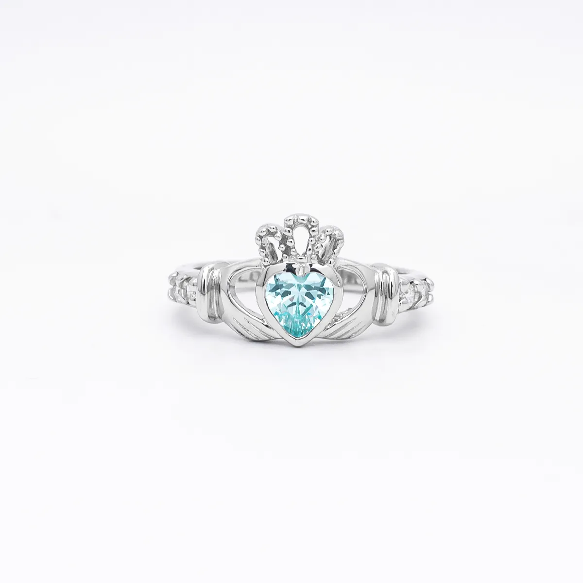 March Birthstone Claddagh Ring - Love, Loyalty, Friendship...