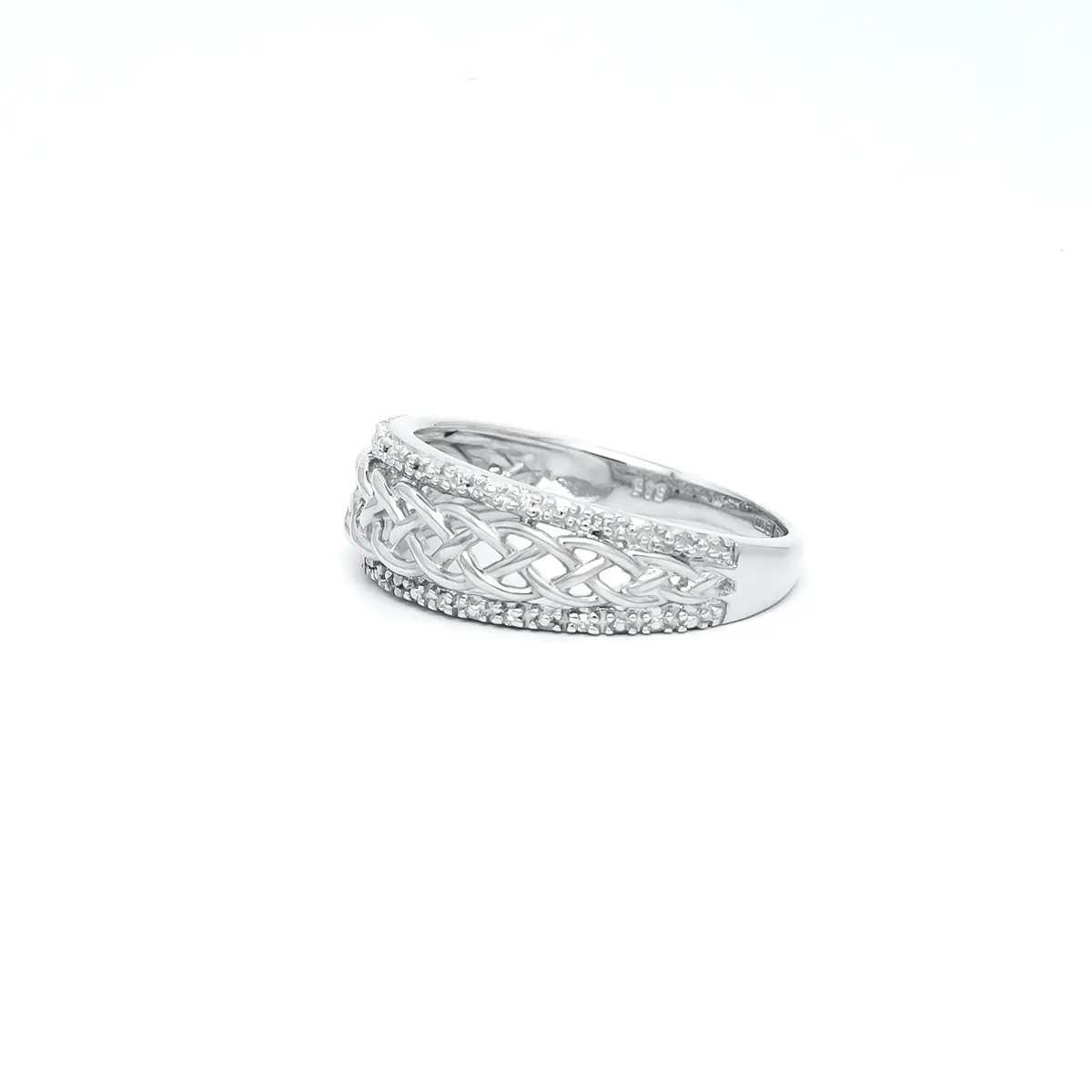 White Gold Diamond Celtic Knot Ring 2...