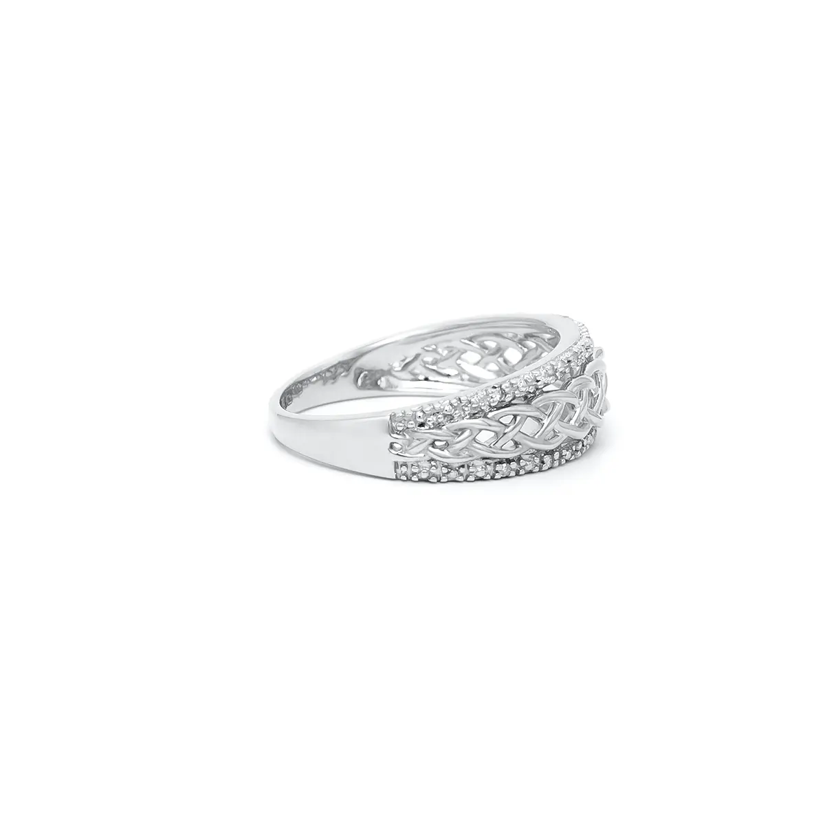 Ladies Celtic Knot Diamond Ring in White Gold Photo 4 