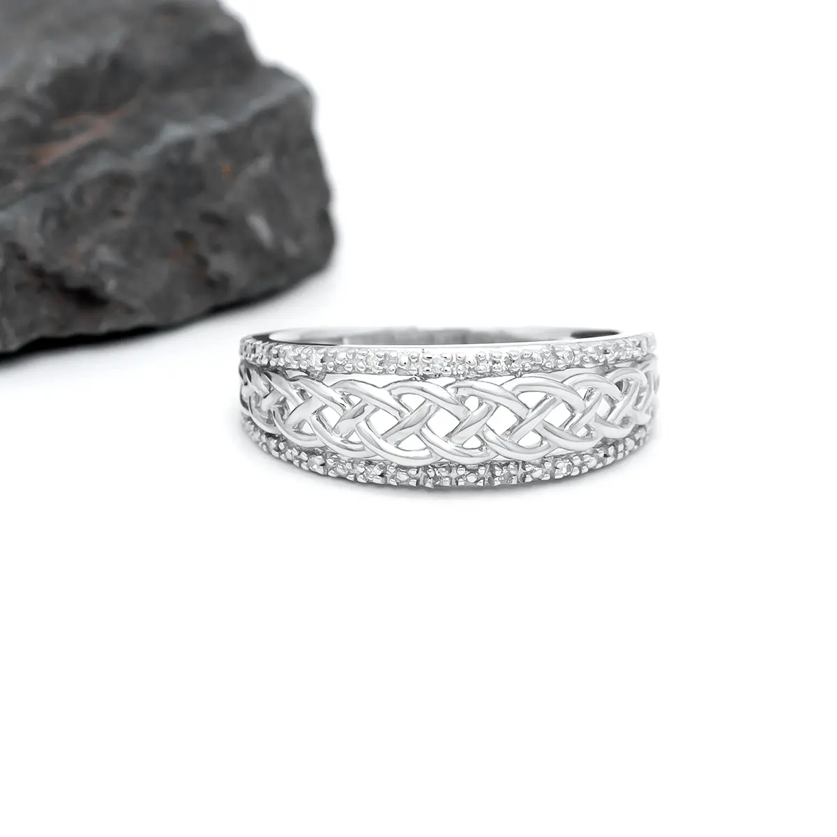 White Gold Diamond Celtic Knot Ring 4...