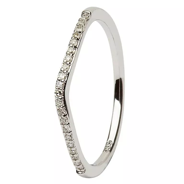 14k White Gold Pave Set Diamond Wedding Ring