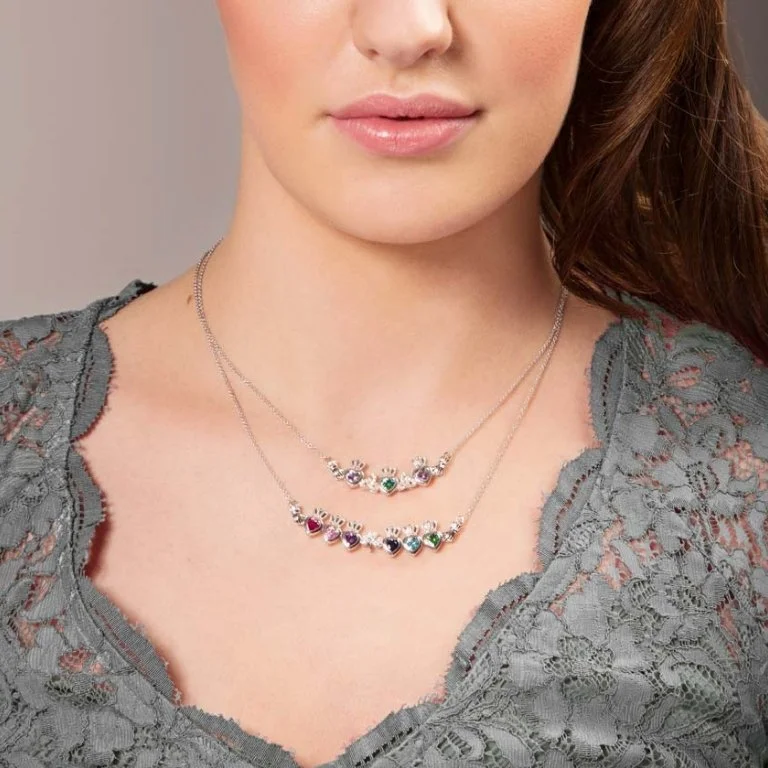 Claddagh Birthstone Necklaces Model...