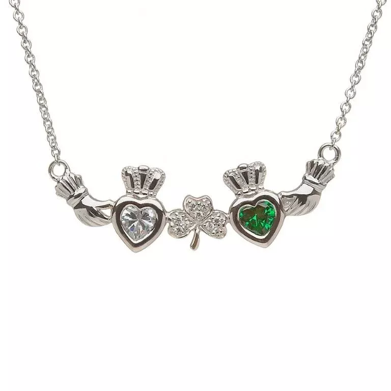 1 2 Stone Shamrock Mothers Pendant...