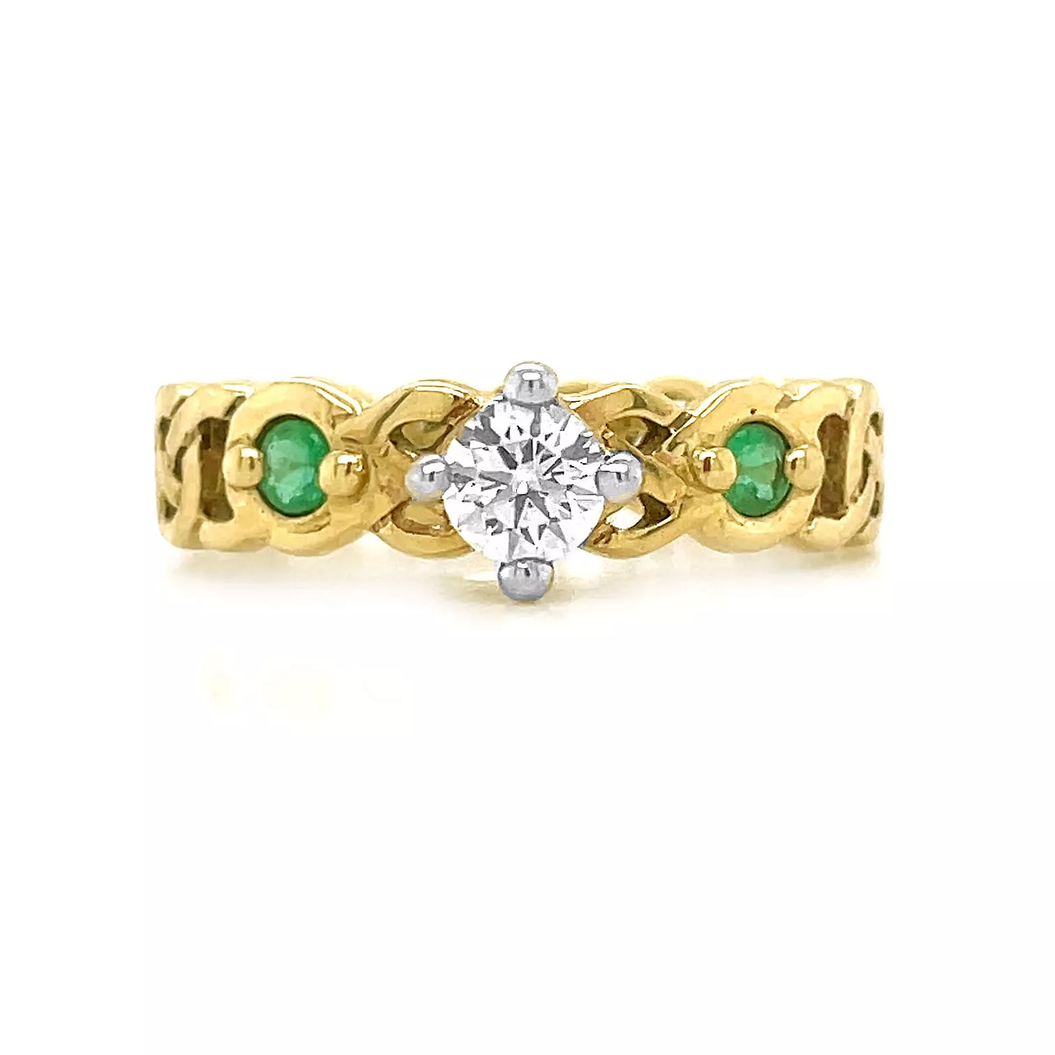 Celtic Knot Engagement Ring Emerald And Diamond In Gold