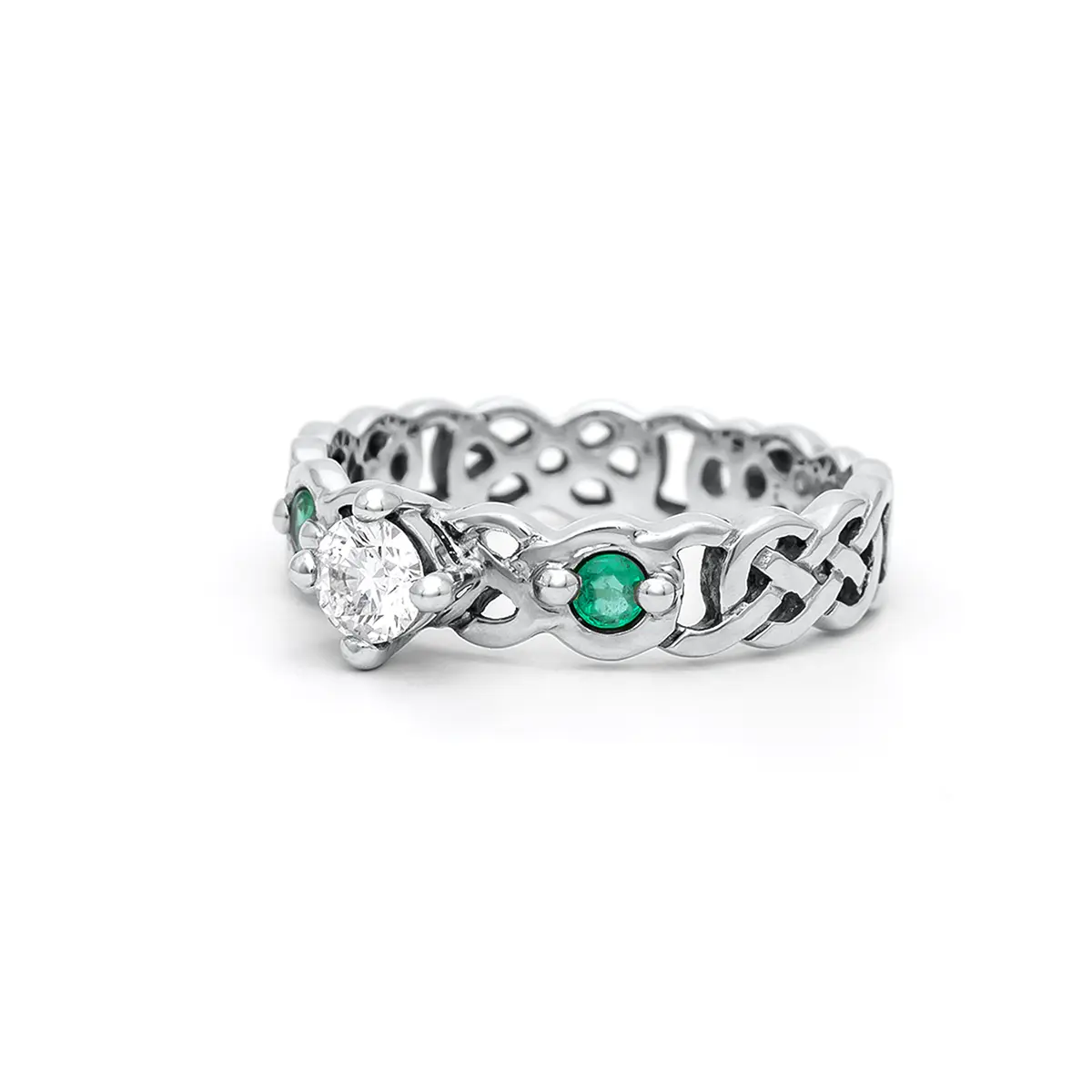 White Gold Emerald Diamond Celtic Ring 2webp...