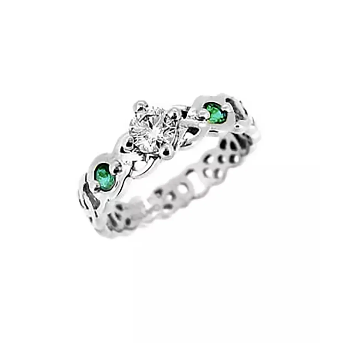 Emerald And Diamond Celtic Knot Engagement Ring