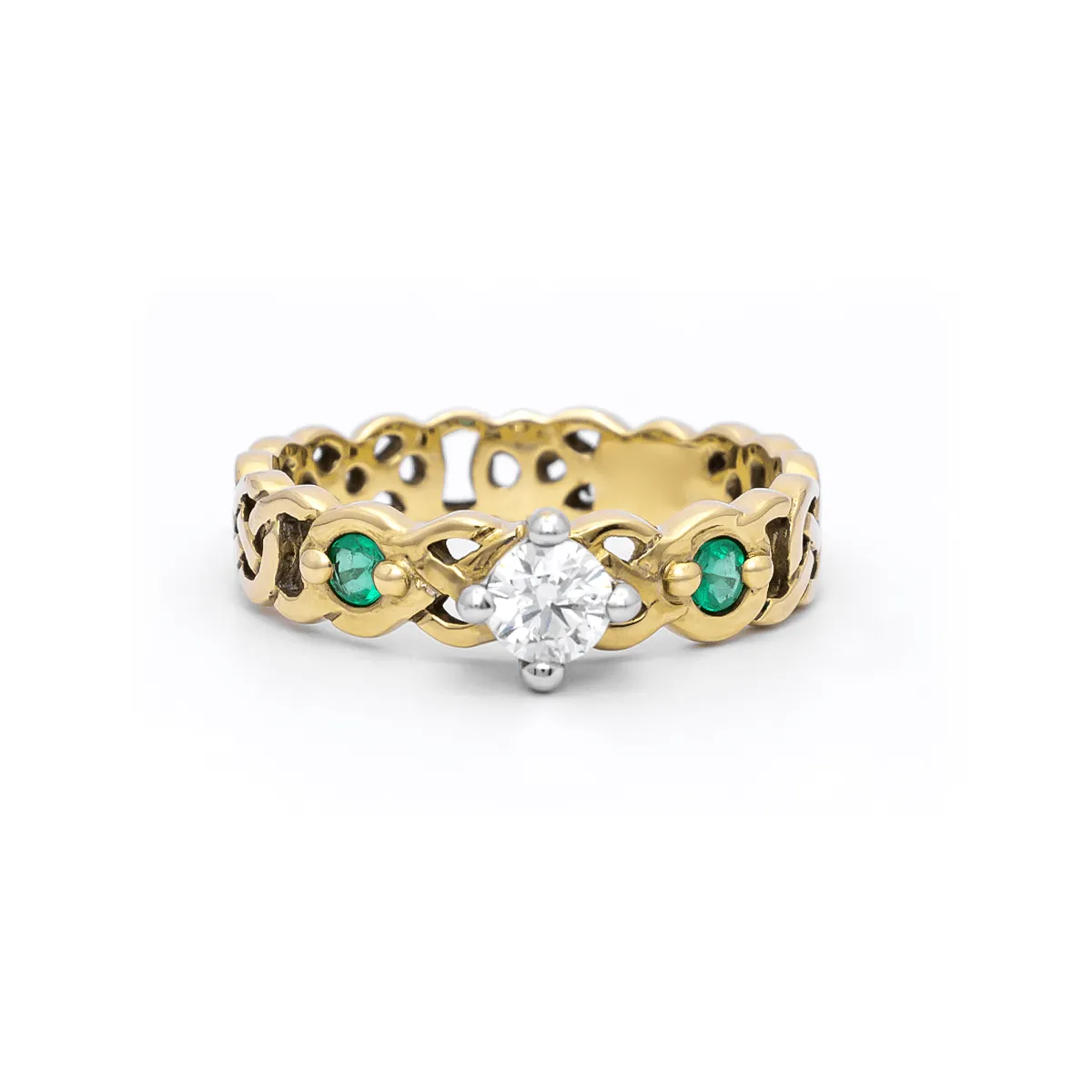 Yellow Gold Celtic Knot Emerald Ring 1...