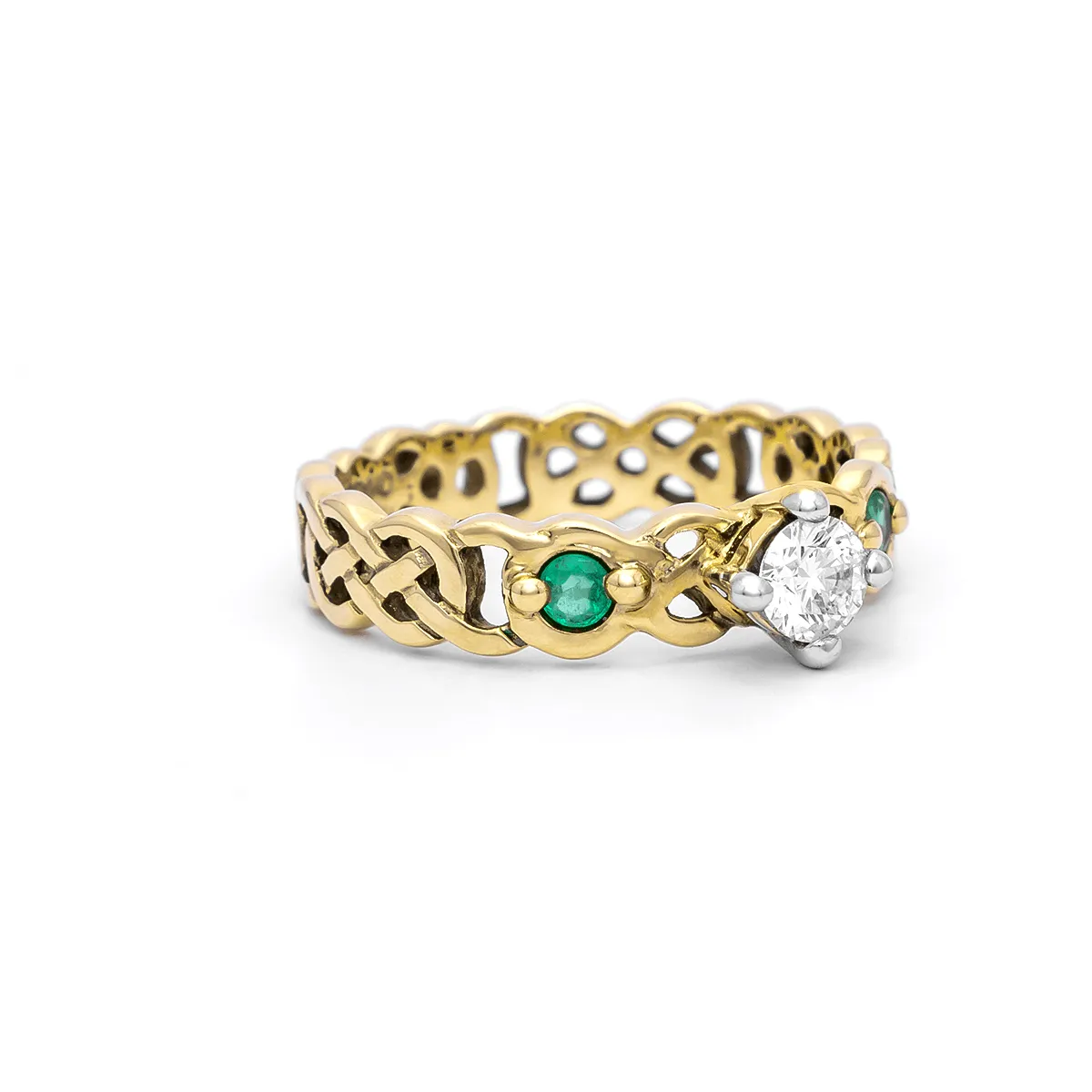 Yellow Gold Celtic Knot Emerald Ring 3...