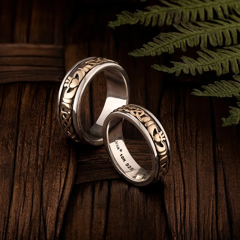 Ladies Gold And Silver Claddagh Celtic Ring Photo 2 