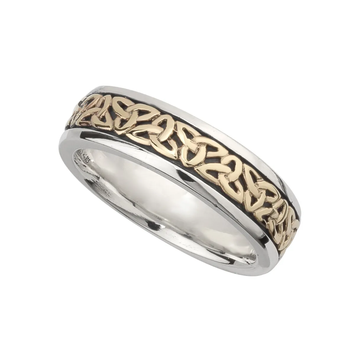 Sterling Silver And Gold Trinity Knot Band Ring For Her...