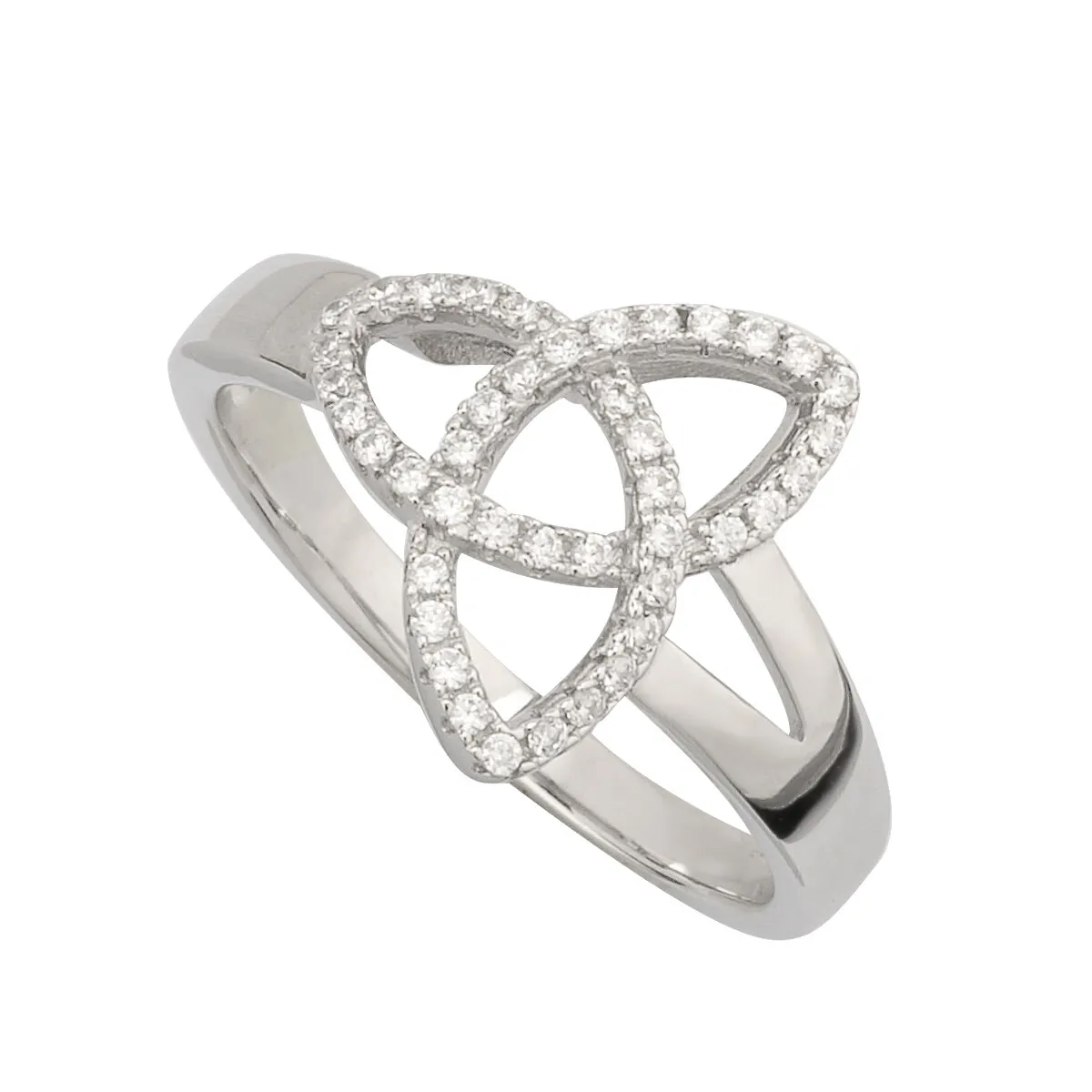 Sterling Silver Trinity Knot Ring With Cubic Zirconia...