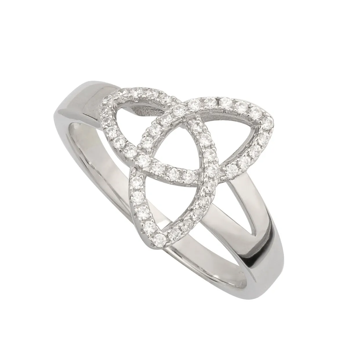 Sterling Silver Cubic Zirconia Trinity Knot Ring0...