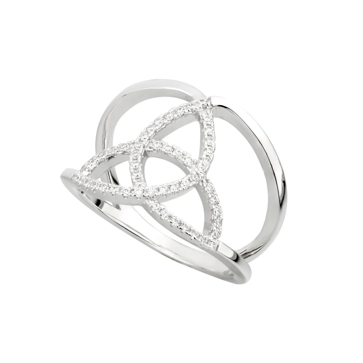 Sterling Silver Cubic Zirconia Trinity Knot Ring0...
