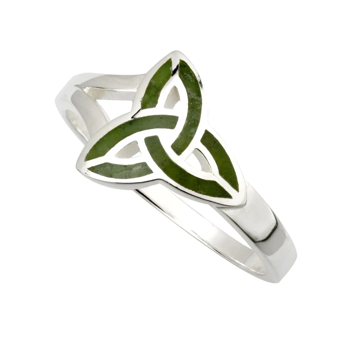 Sterling Silver Connemara Marble Trinity Knot Ring0...