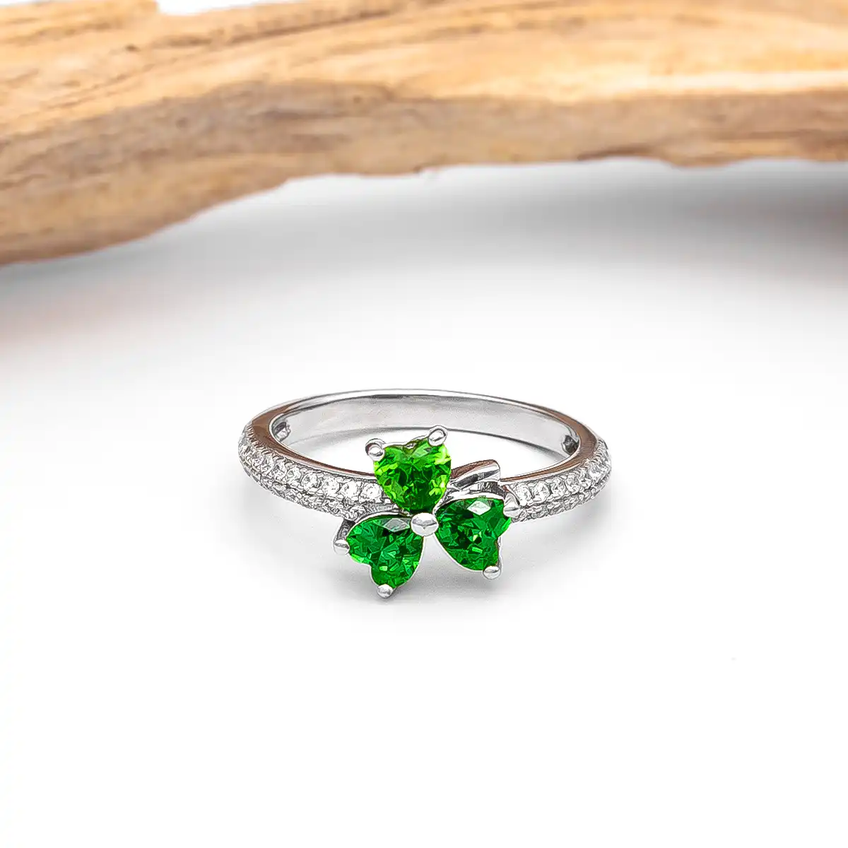 Silver Shamrock Ring With Cubic Zirconia 5...