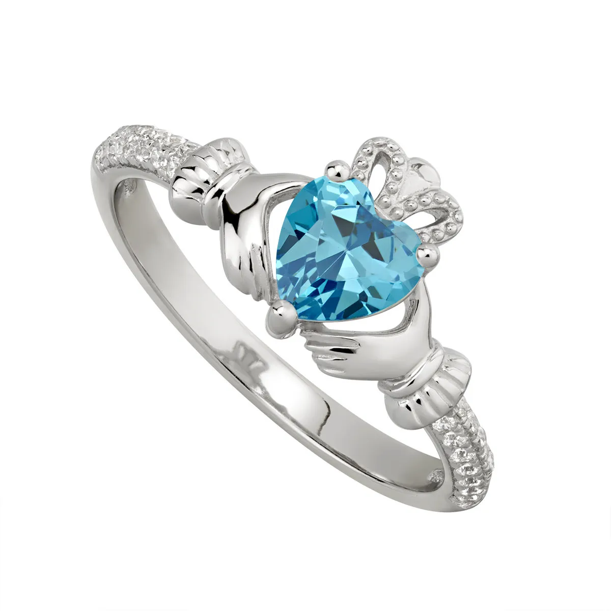 Silver March Claddagh Birthstone Ring...