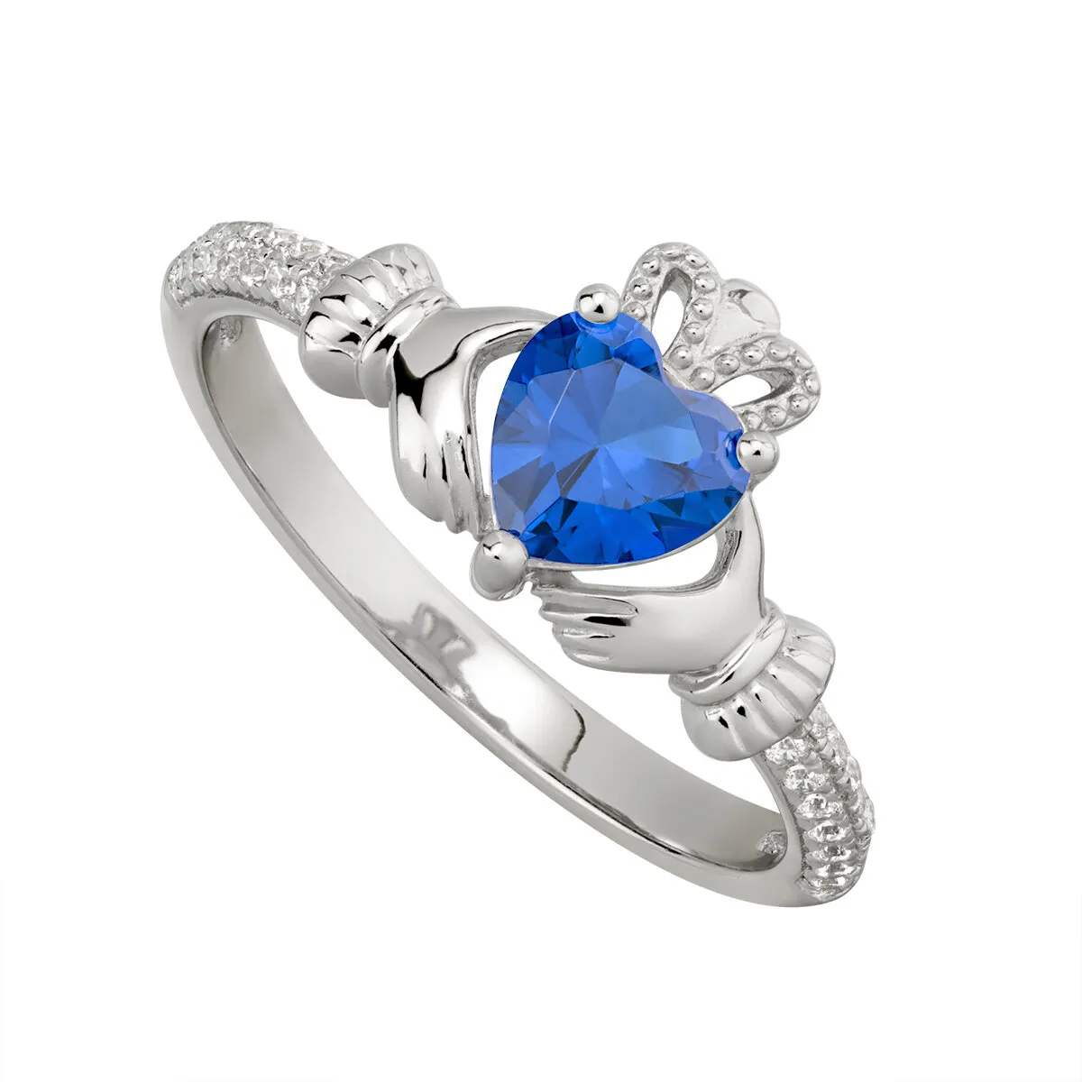 Sterling Silver Claddagh Ring September Birthstone...