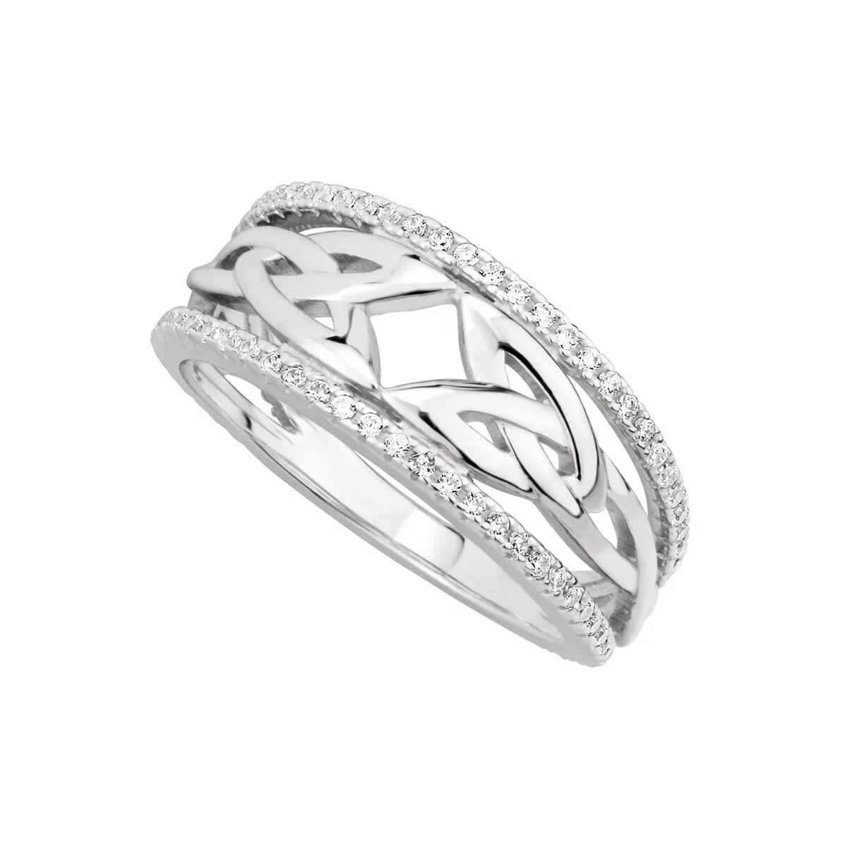 Ladies Silver Celtic Trinity Knot Ring With Cubic Zirconia Photo 1 