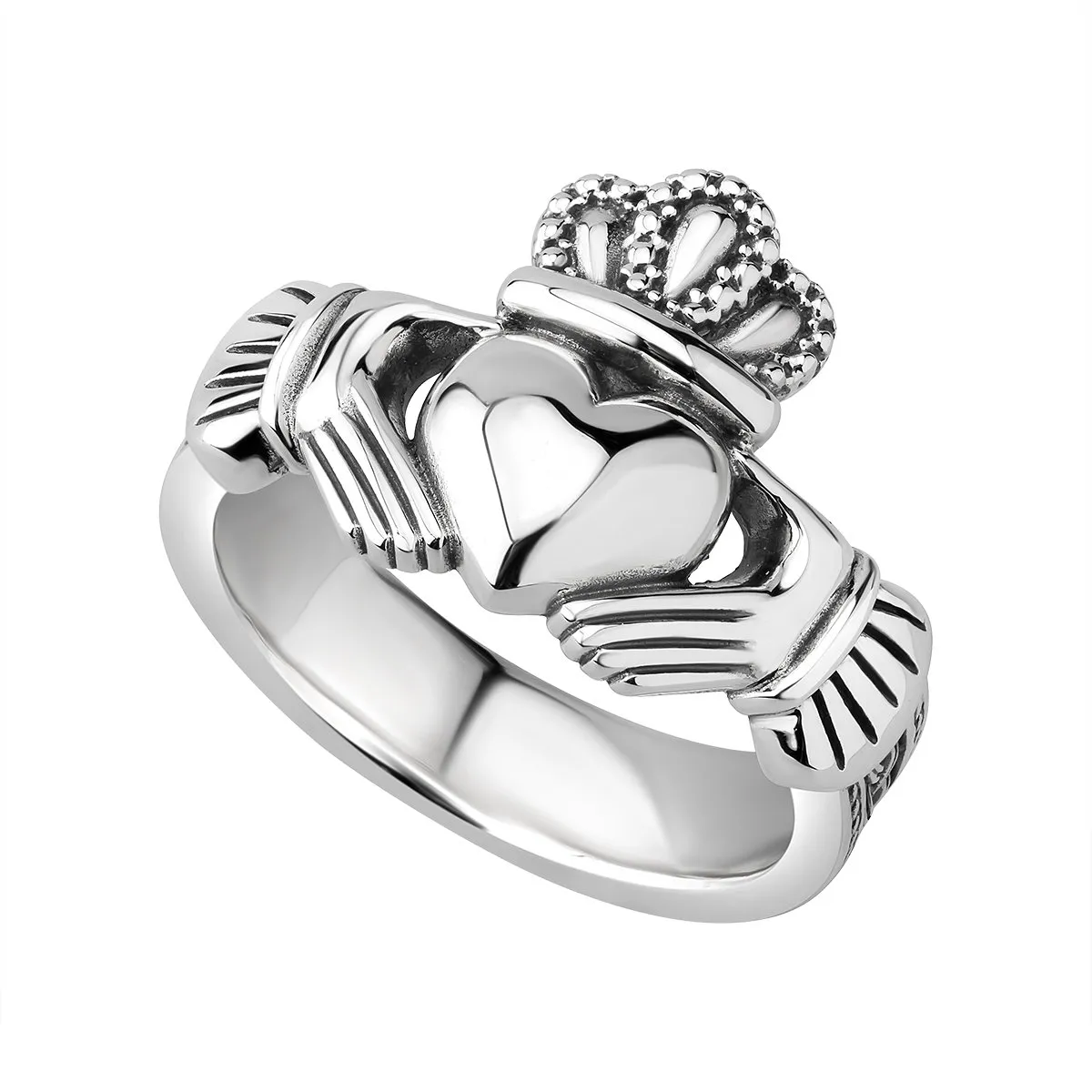 Gents Silver Heavy Celtic Claddagh Ring...