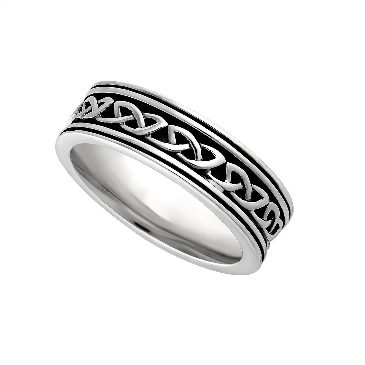 Sterling Silver Oxidised Celtic Knot Band Ring For Her0...