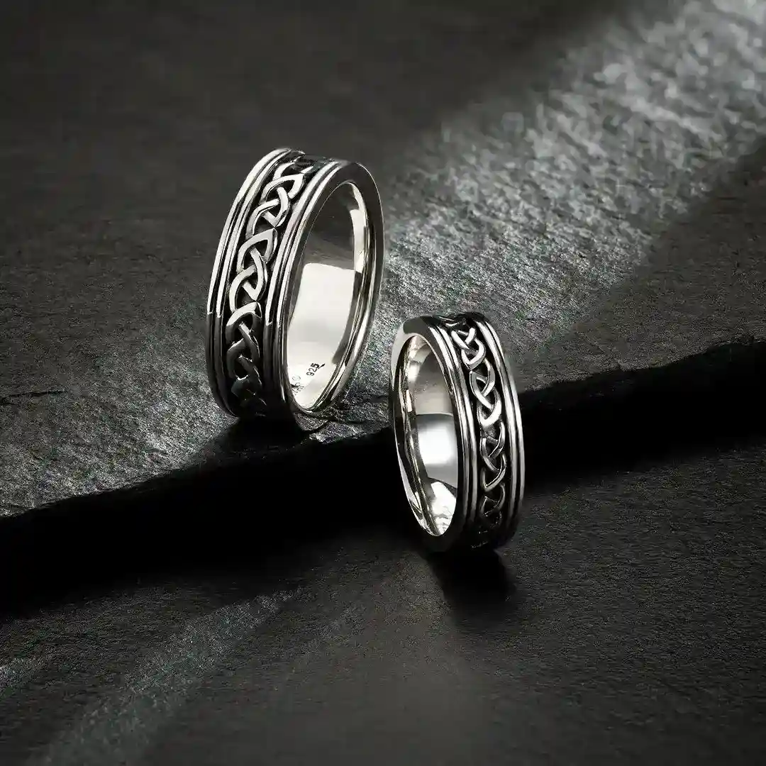 Sterling Silver Oxidised Celtic Knot Band Ring For Her1...