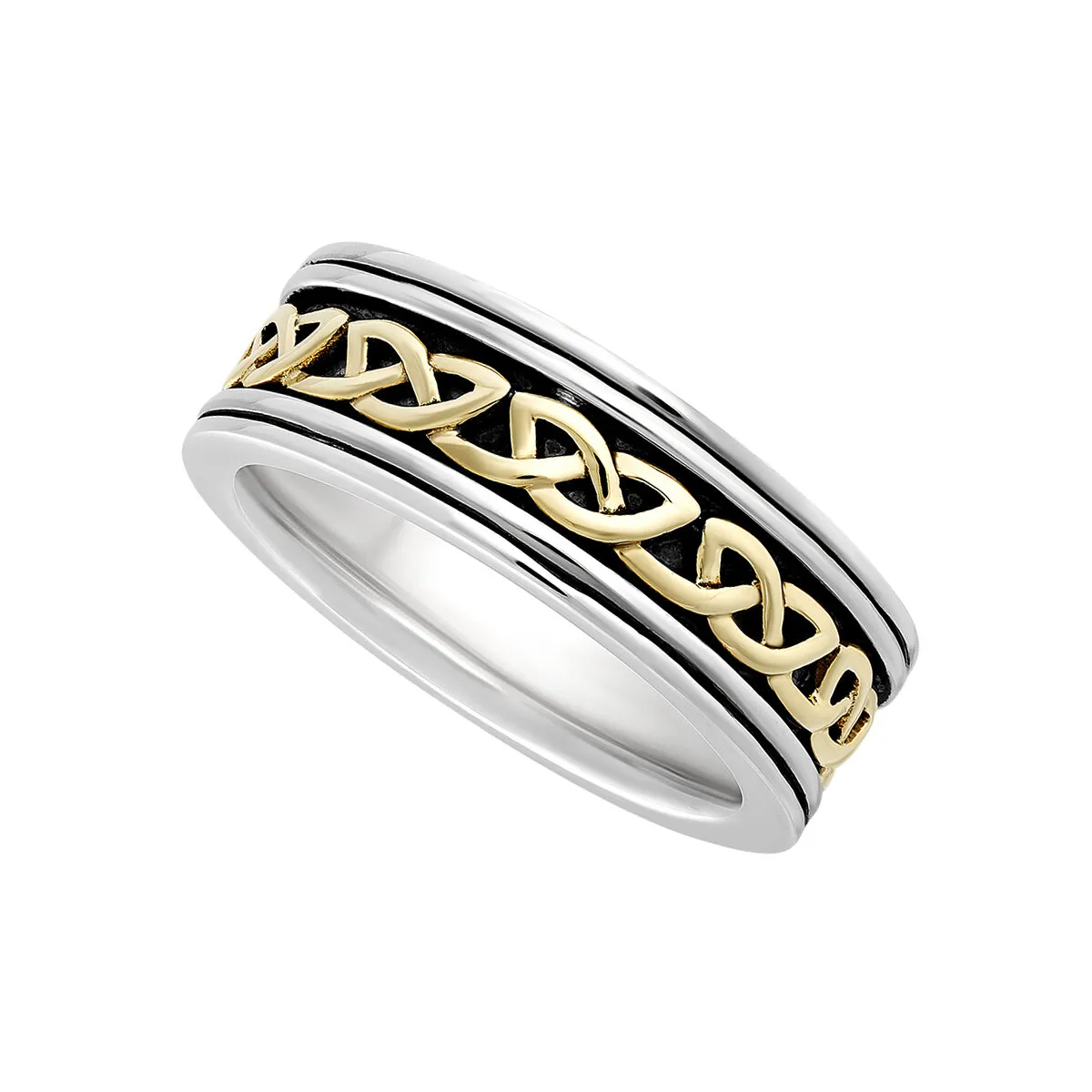 Mens Sterling Silver And Gold Celtic Knot Ring0...