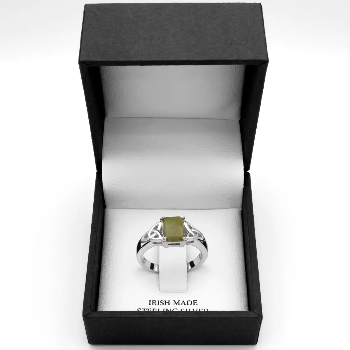 Sterling Silver Trinity Knot Ring Set With Connemara Marble Photo 5 