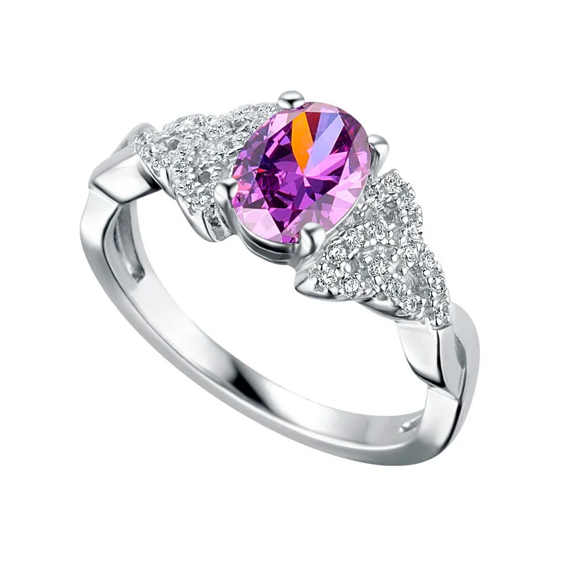 February Birthstone Trinity Knot Ring...