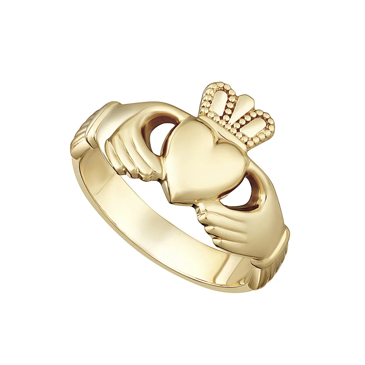 14k Gold Heavy Ladies Claddagh Ring