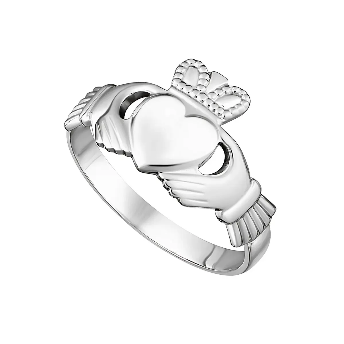Ijc Ladies White Gold Claddagh Ring...