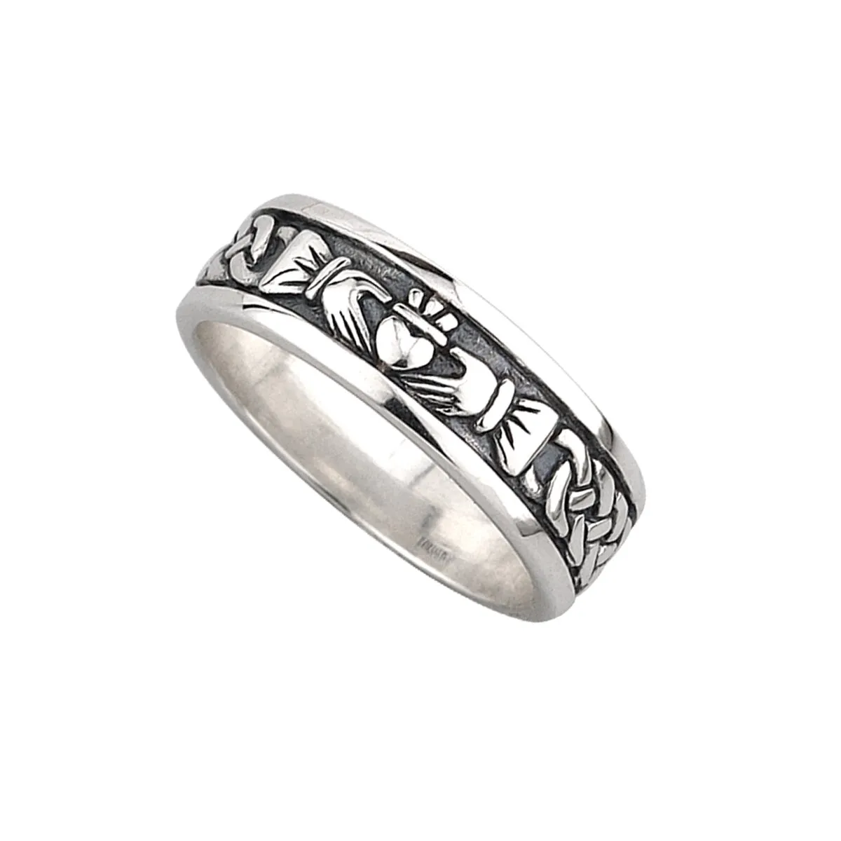 Mens Sterling Silver Oxidised Claddagh Ring0