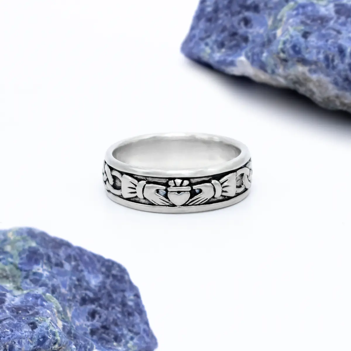 Ladies Oxidised Silver Claddagh Ring 3...