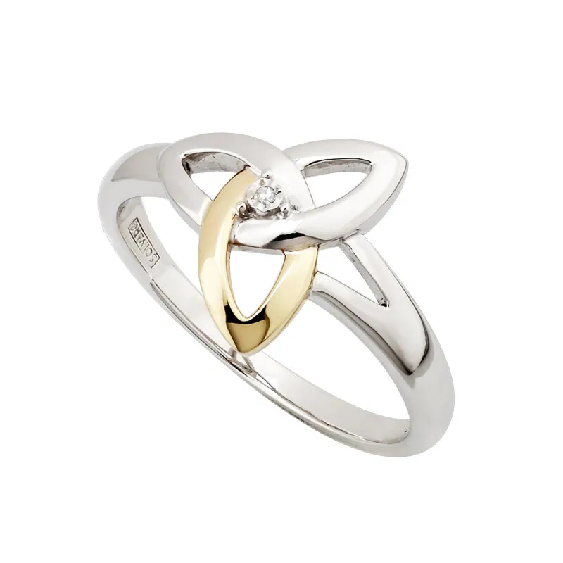 Sterling Silver And Gold Diamond Trinity Knot Ring0...