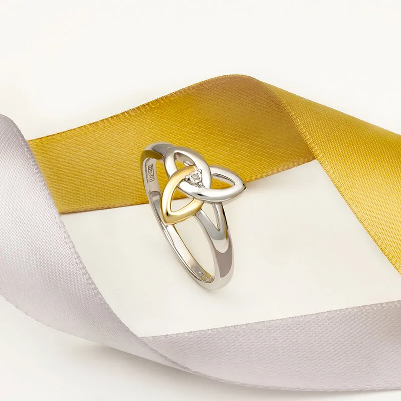 Sterling Silver And Gold Diamond Trinity Knot Ring2...