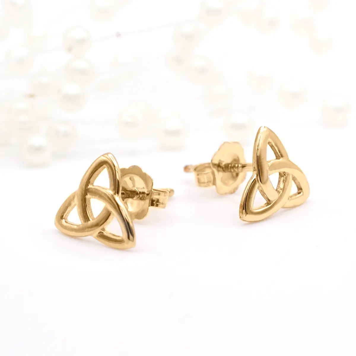9k Gold Trinity Knot Stud Earrings 3...