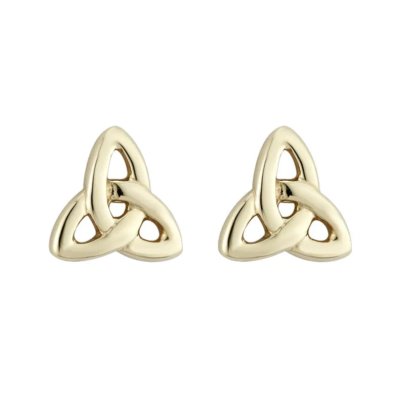 9k Gold Trinity Knot Tiny Stud Earrings0
