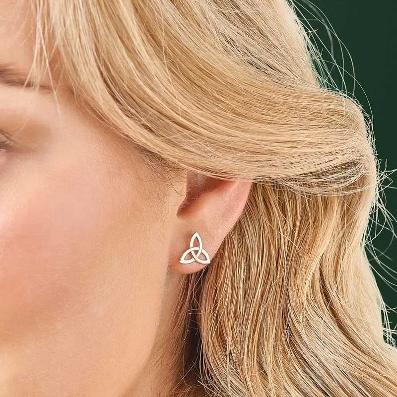 White Gold Trinity Knot Stud Earrings1
