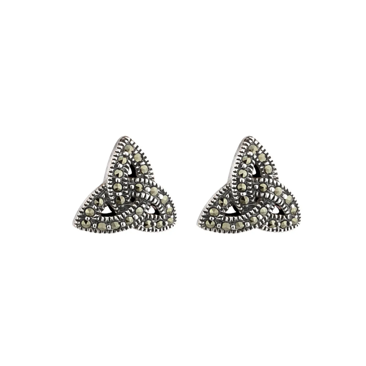 Silver Marcasite Trinity Knot Stud Earrings...