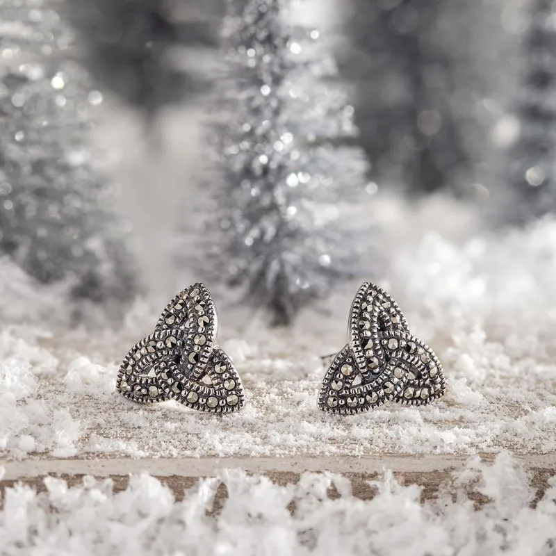 Sterling Silver Trinity Knot Marcasite Earrings2...