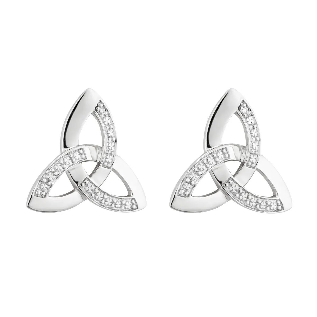 White Gold Diamond Trinity Knot Earrings0...