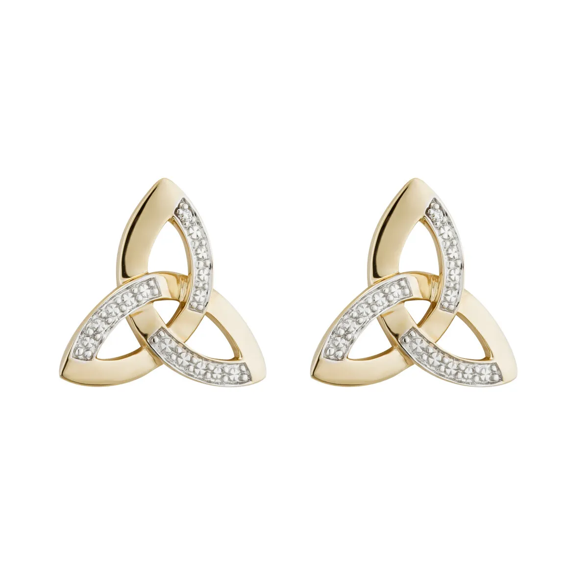 Two Tone Gold Diamond Trinity Knot Earrings0...