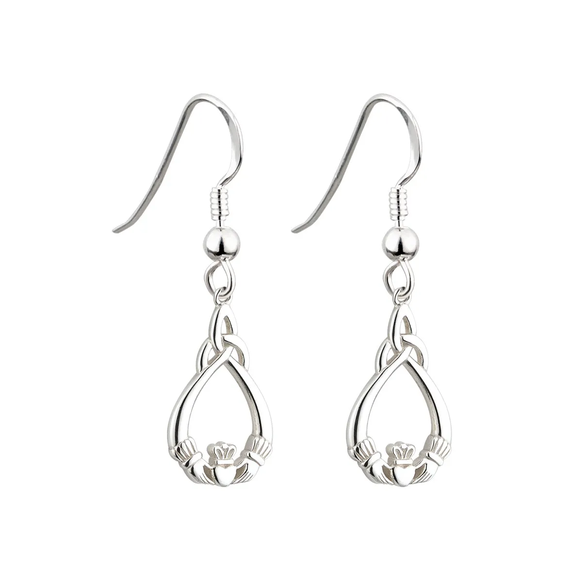 Silver Claddagh Trinity Knot Fish Hook Earrings...
