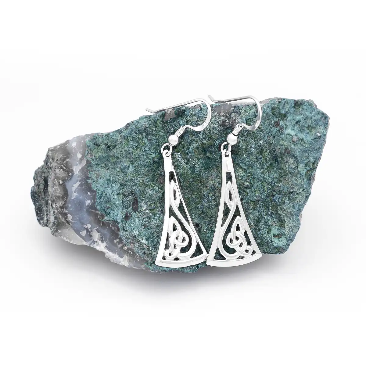 Celtic Knot Long Drop Earrings in Sterling Silver...