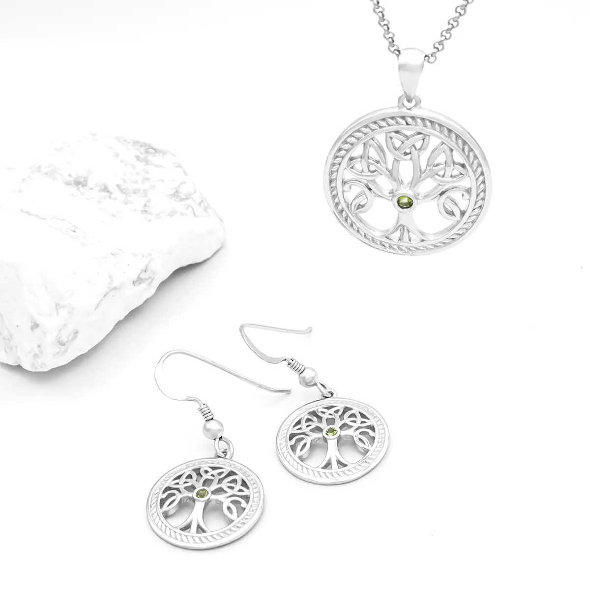Silver Tree Of Life Drop Earrings And Necklace 1...