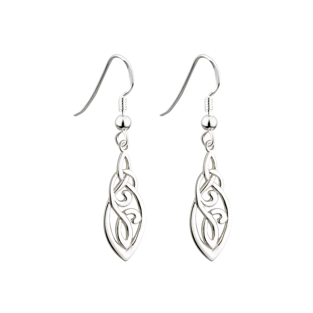 Sterling Silver Long Trinity Knot Celtic Drop Earrings0...