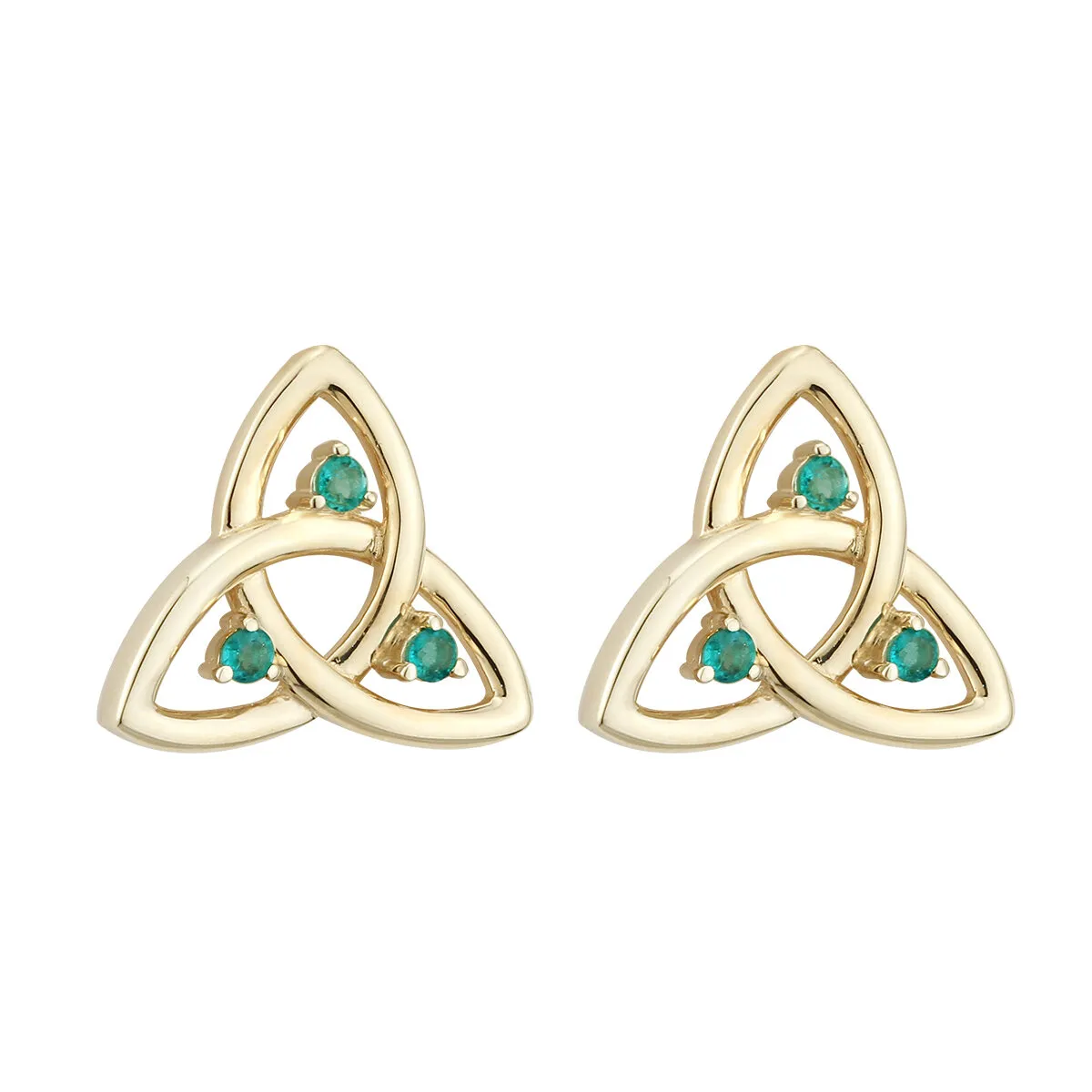 14k Gold Emerald Trinity Knot Earrings0...