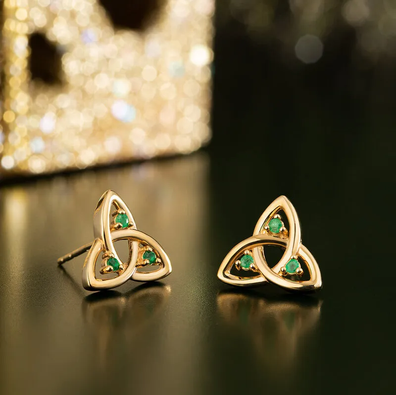 14k Gold Emerald Trinity Knot Earrings2...