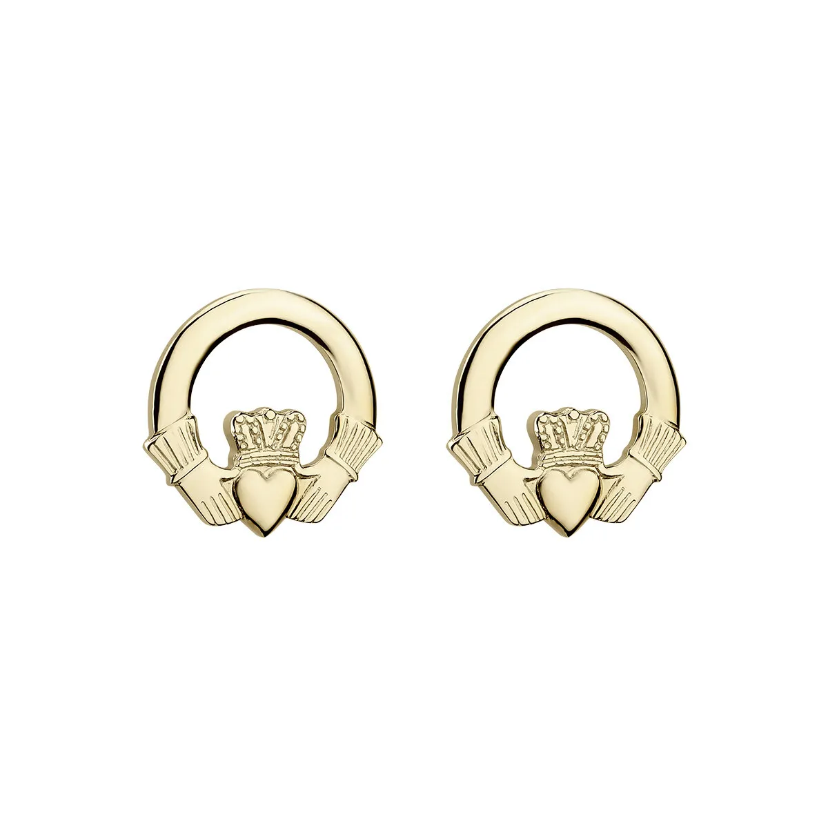 Claddagh Small Stud Earrings in 14k Gold...