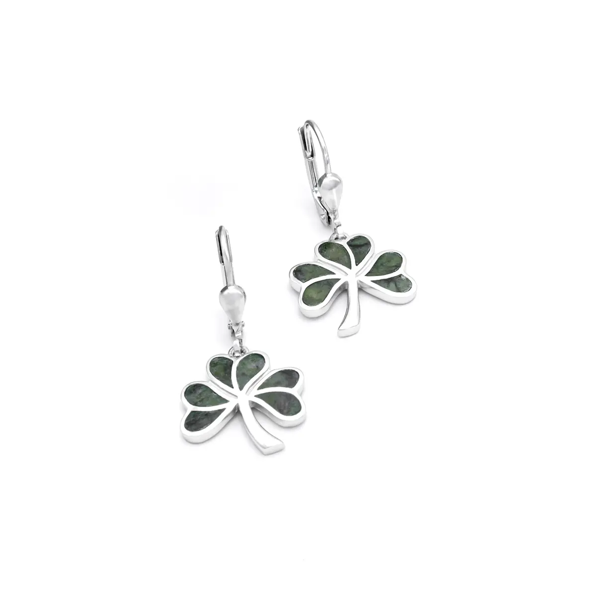 Silver Connemara Marble Shamrock Earrings 1...